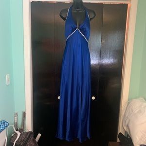La Femme Royal Blue & Silver Halter Dress size 6